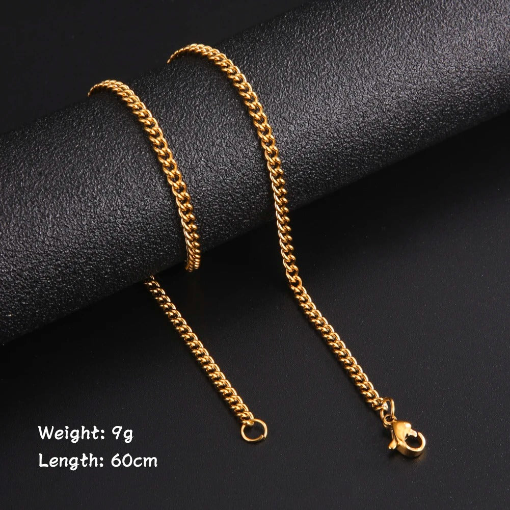 Curb Chain - Gold, 60cm 3MM