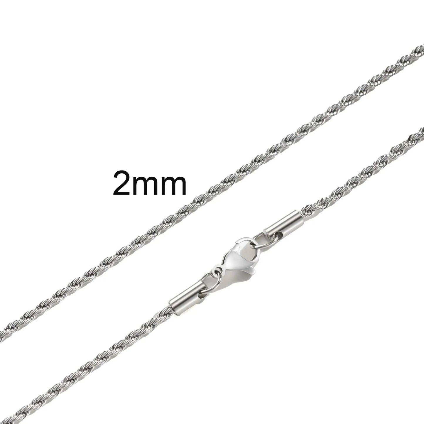 Rope Chain - Silver, 2-4MM 45-65cm