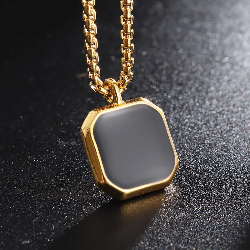 Golden Chain- Black Onyx Pendant 45-50cm
