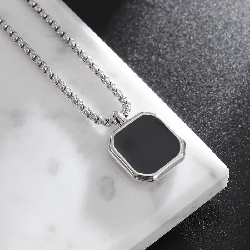 Silver Chain- Black Onyx Pendant 45-50cm