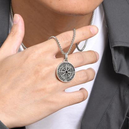 Silver Chain- Compass Pendant 60cm