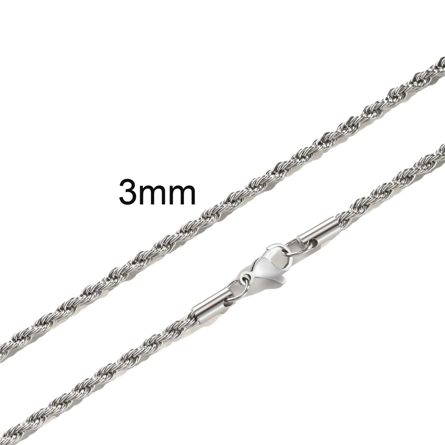 Rope Chain - Silver, 2-4MM 45-65cm