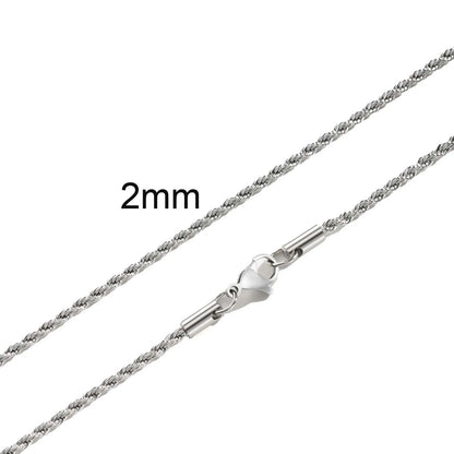 Rope Chain - Silver, 2-4MM 45-65cm