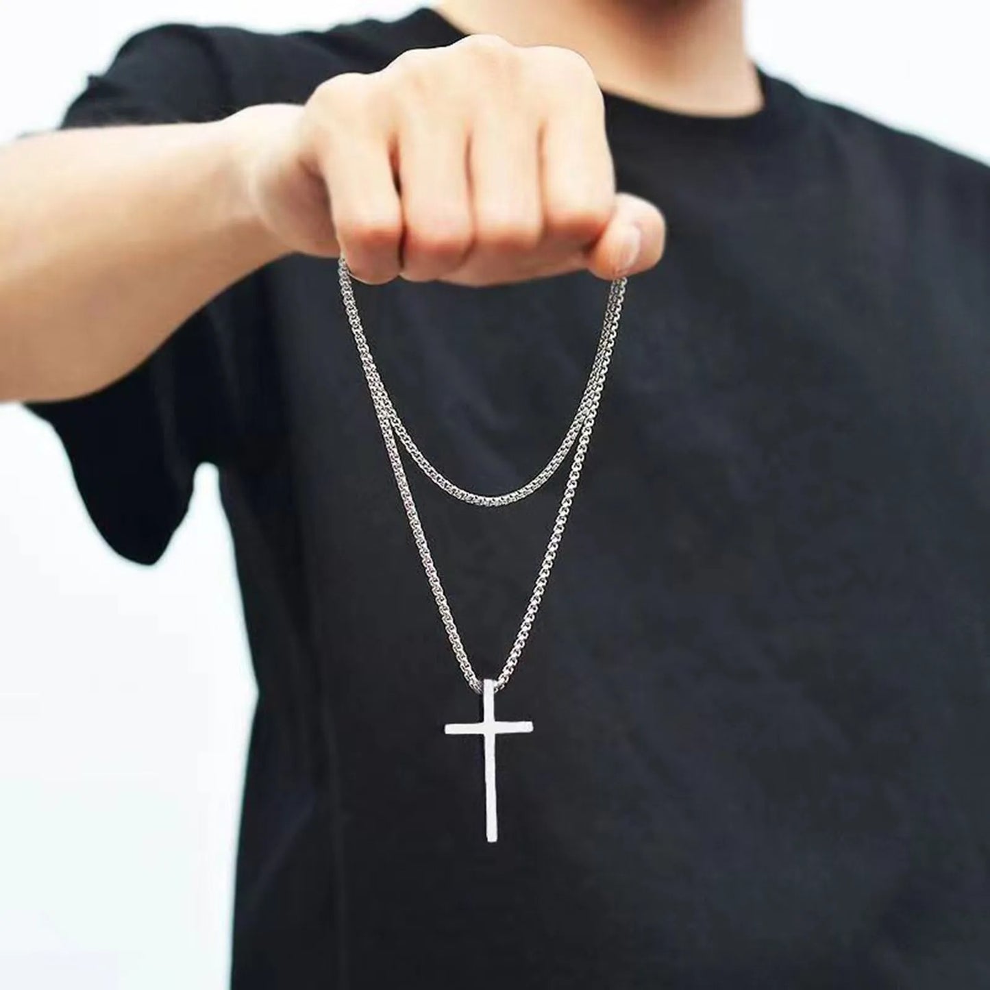 Silver Cross- Curb Chain 55cm