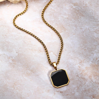 Golden Chain- Black Onyx Pendant 45-50cm