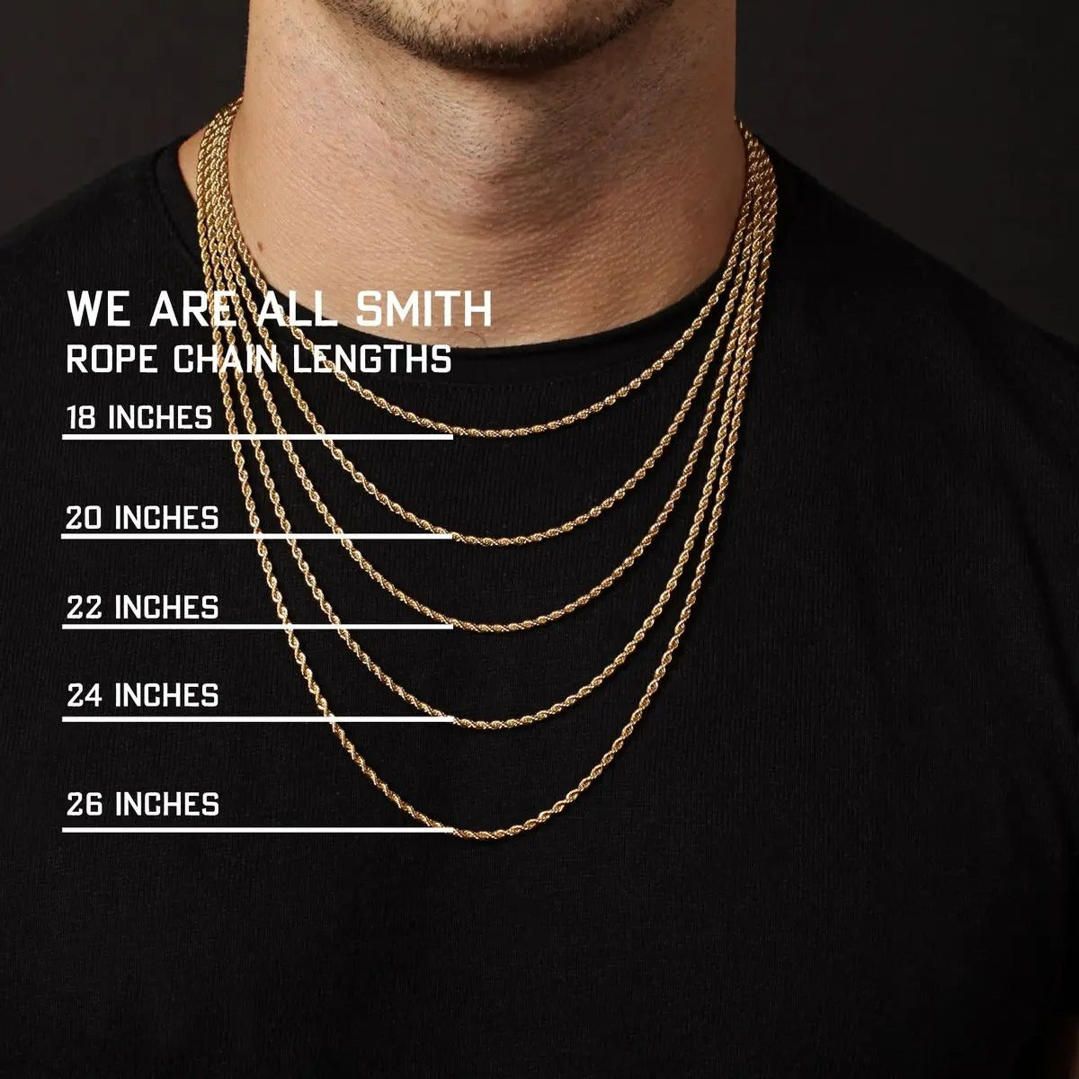 Rope Chain - Gold, 2-4MM