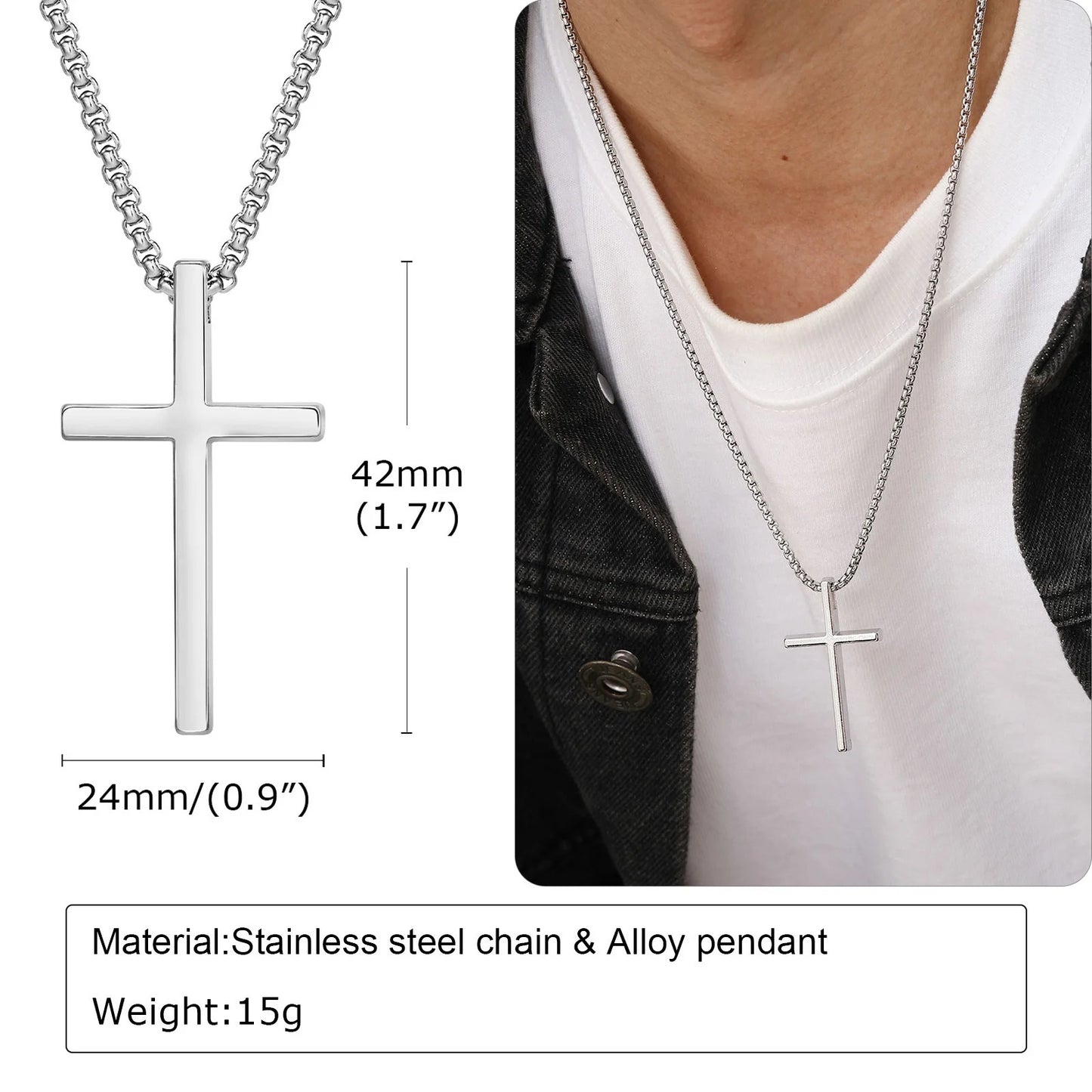 Silver Cross- Curb Chain 55cm