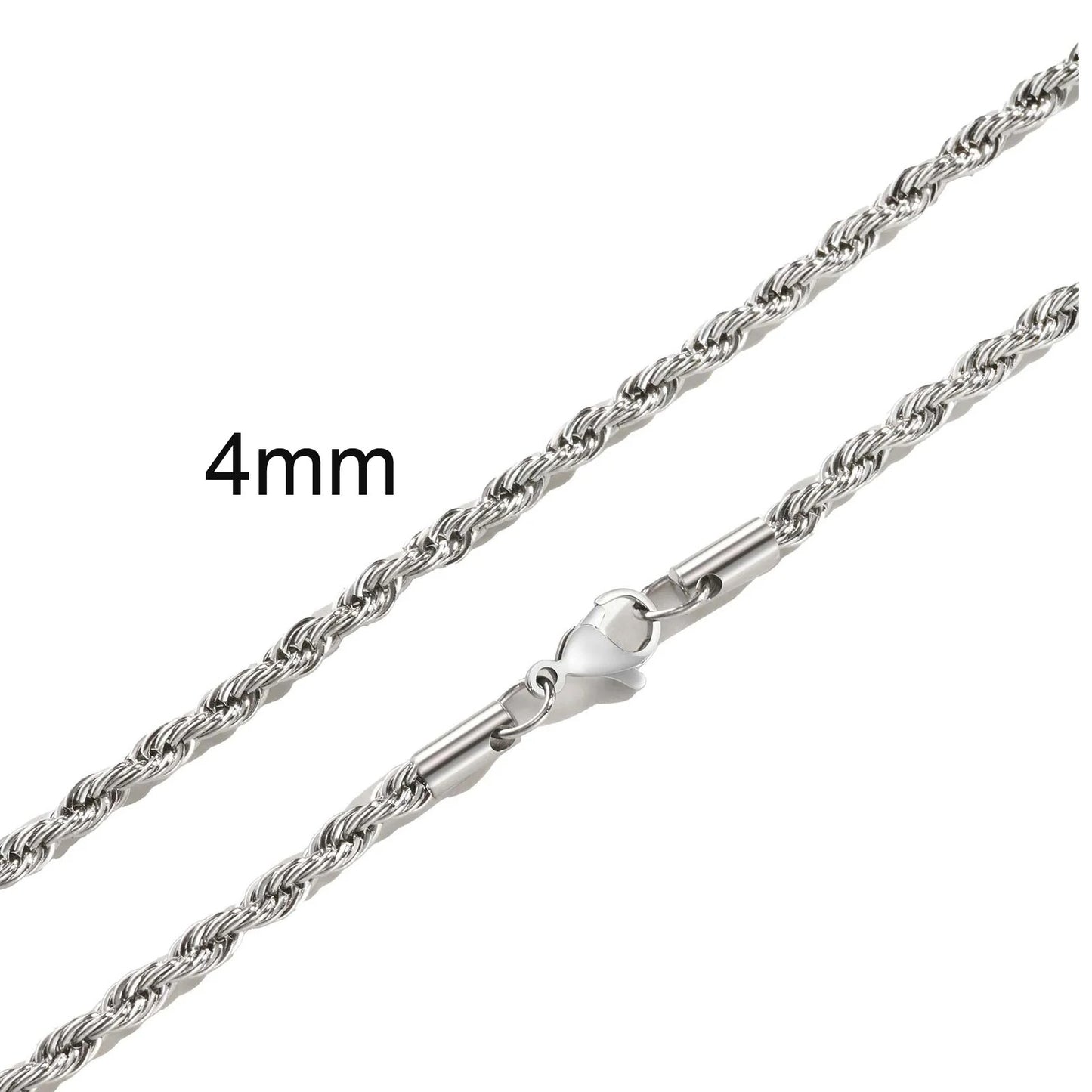 Rope Chain - Silver, 2-4MM 45-65cm