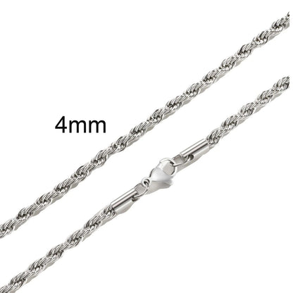 Rope Chain - Silver, 2-4MM 45-65cm