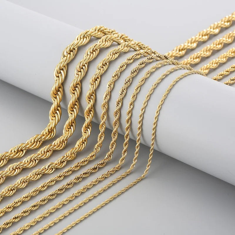 Rope Chain - Gold, 2-4MM