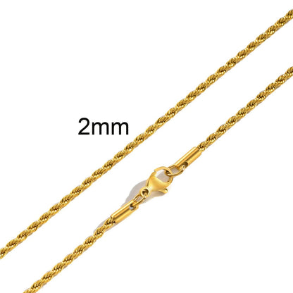 Rope Chain - Gold, 2-4MM