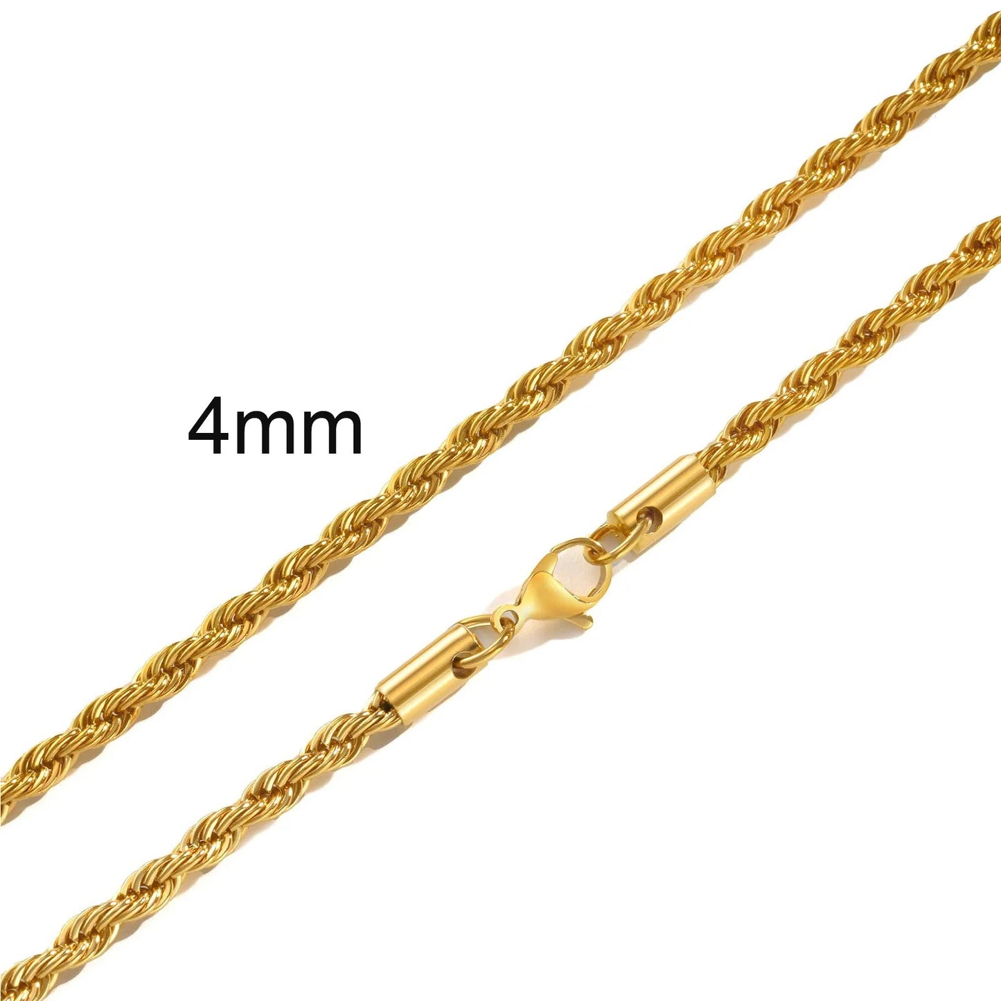 Rope Chain - Gold, 2-4MM