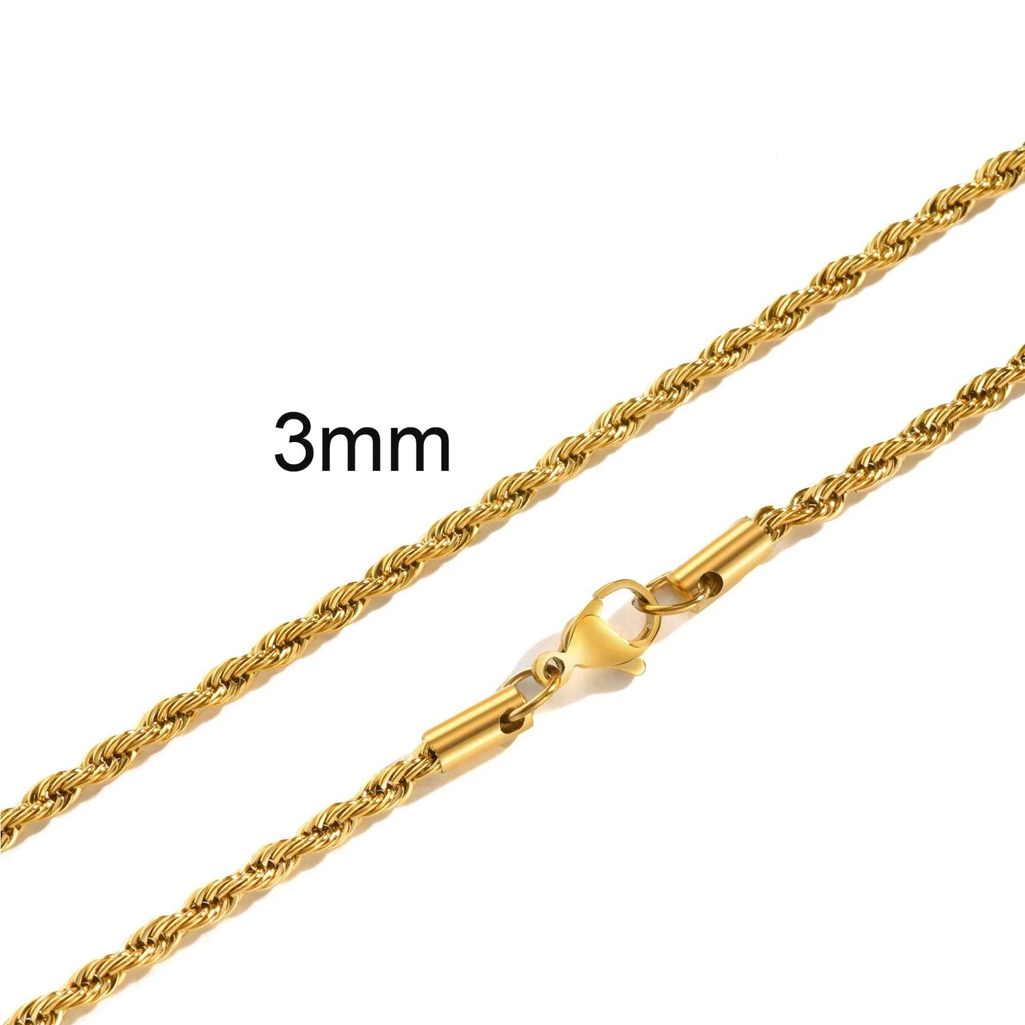Rope Chain - Gold, 2-4MM